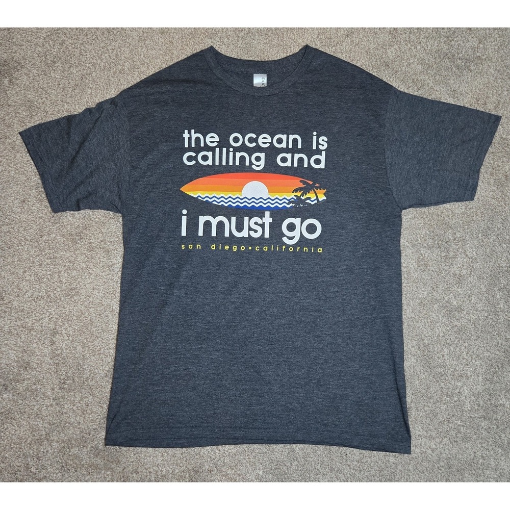 Duck Co San Diego California Dark Gray Men's Graphic Short Sleeve T-Shirt L